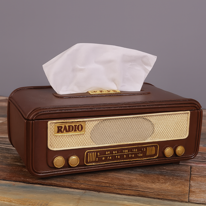 Vintage Radio-Style Tissue Holder for Home & Office
