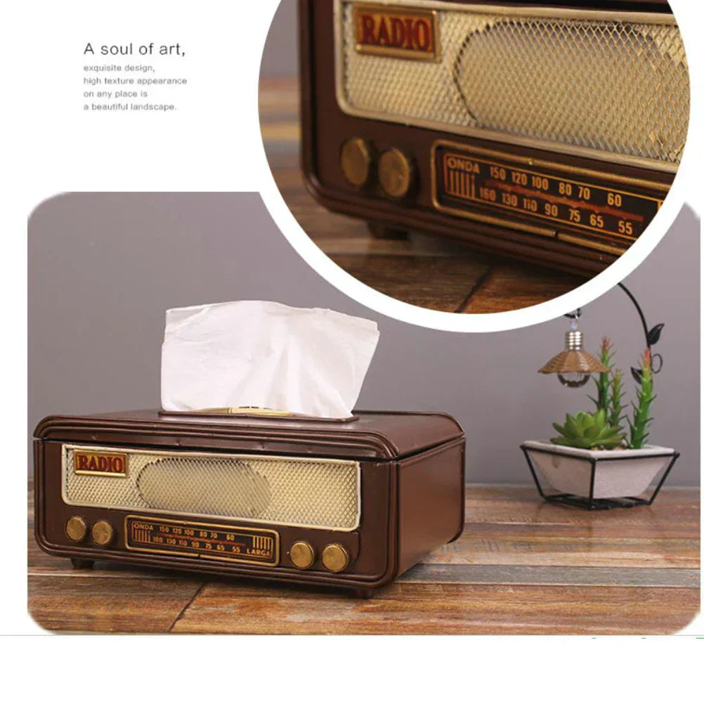Vintage Radio-Style Tissue Holder for Home & Office