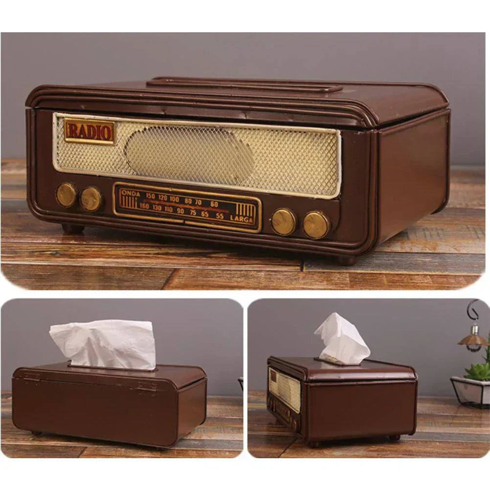 Vintage Radio-Style Tissue Holder for Home & Office