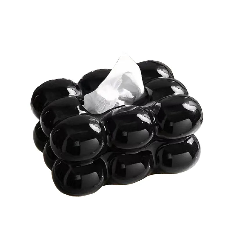 Ceramic Tissue Box with Drawer – Cotton Candy Style Holder