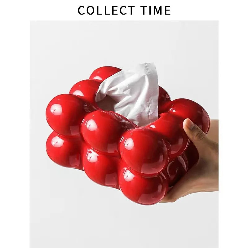 Ceramic Tissue Box with Drawer – Cotton Candy Style Holder